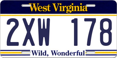 WV license plate 2XW178
