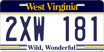 WV license plate 2XW181