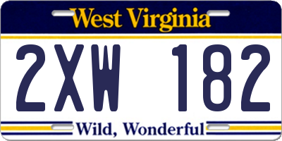 WV license plate 2XW182