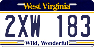 WV license plate 2XW183