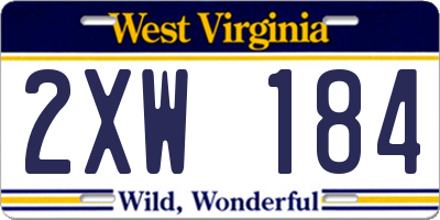 WV license plate 2XW184