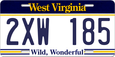 WV license plate 2XW185