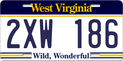 WV license plate 2XW186