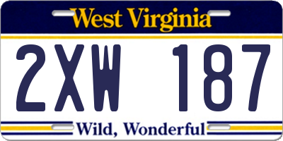 WV license plate 2XW187