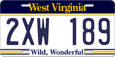 WV license plate 2XW189