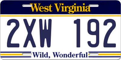 WV license plate 2XW192