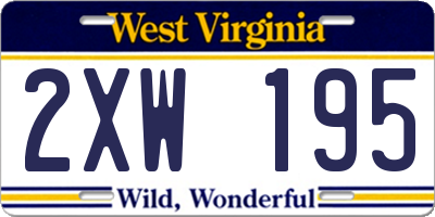 WV license plate 2XW195