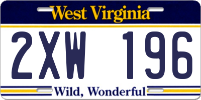 WV license plate 2XW196
