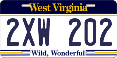 WV license plate 2XW202