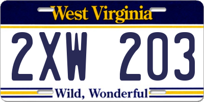 WV license plate 2XW203