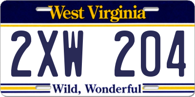 WV license plate 2XW204