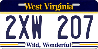 WV license plate 2XW207
