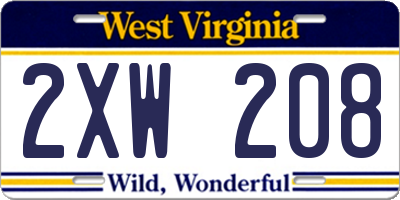 WV license plate 2XW208