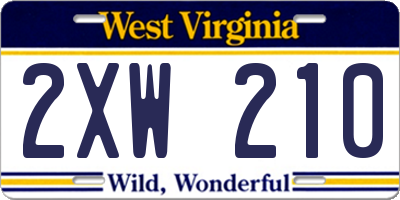 WV license plate 2XW210