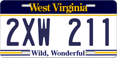 WV license plate 2XW211