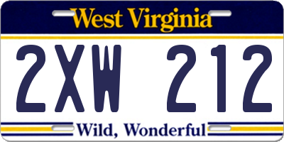 WV license plate 2XW212