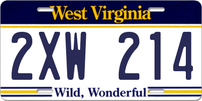 WV license plate 2XW214
