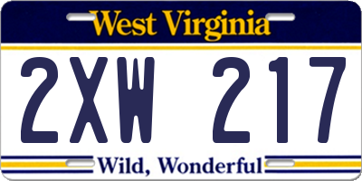WV license plate 2XW217