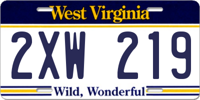 WV license plate 2XW219