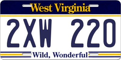 WV license plate 2XW220