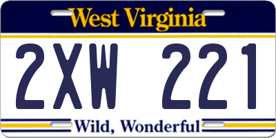 WV license plate 2XW221