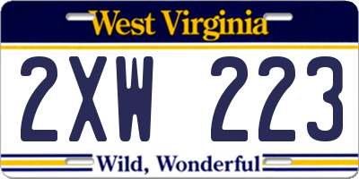 WV license plate 2XW223