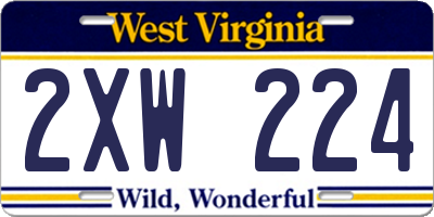 WV license plate 2XW224