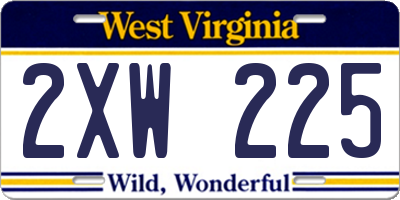WV license plate 2XW225