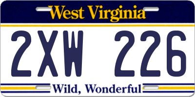 WV license plate 2XW226