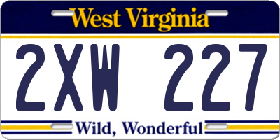 WV license plate 2XW227