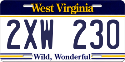 WV license plate 2XW230
