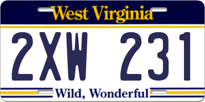 WV license plate 2XW231