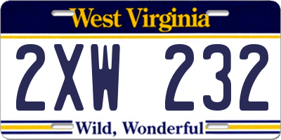 WV license plate 2XW232