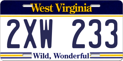 WV license plate 2XW233