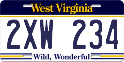 WV license plate 2XW234
