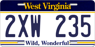 WV license plate 2XW235