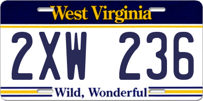 WV license plate 2XW236