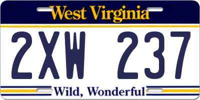 WV license plate 2XW237