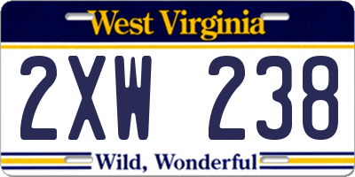 WV license plate 2XW238
