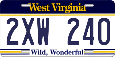 WV license plate 2XW240