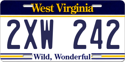 WV license plate 2XW242