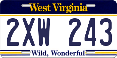 WV license plate 2XW243