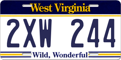 WV license plate 2XW244