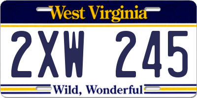 WV license plate 2XW245