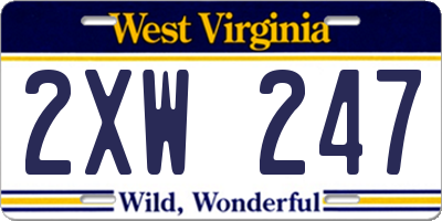 WV license plate 2XW247