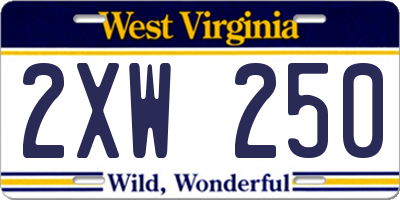 WV license plate 2XW250