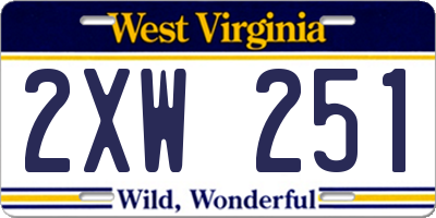 WV license plate 2XW251
