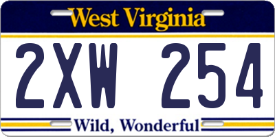 WV license plate 2XW254