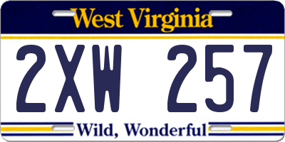WV license plate 2XW257