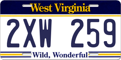 WV license plate 2XW259